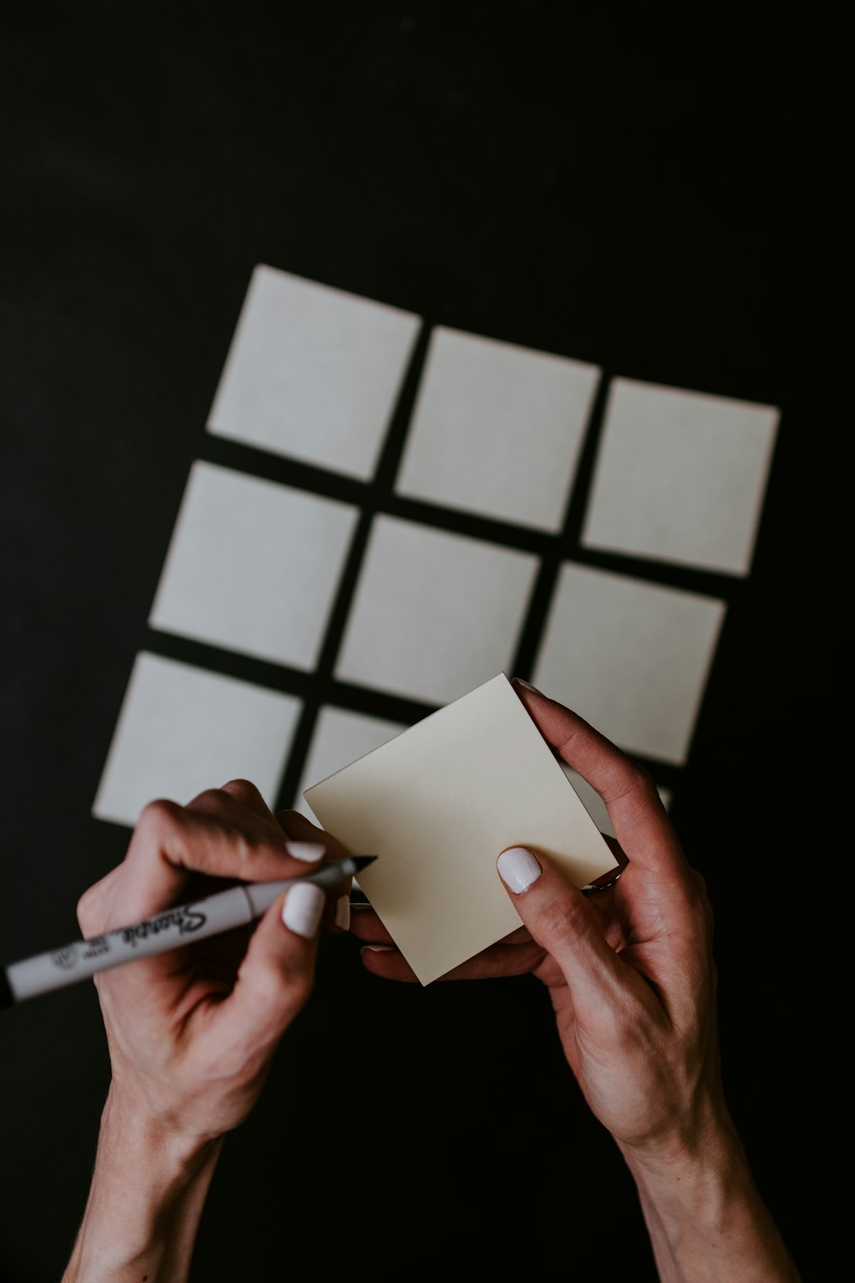 Writing notes on sticky paper